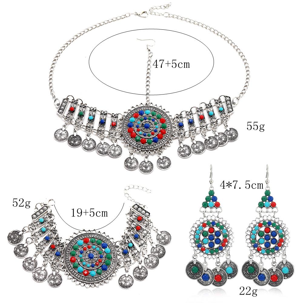 Bohemian Ethnic Indian Head Jewelry Retro Alloy Hollowed Out Colored Acrylic Coin Tassel Head Chain For Women Bridal Headdress