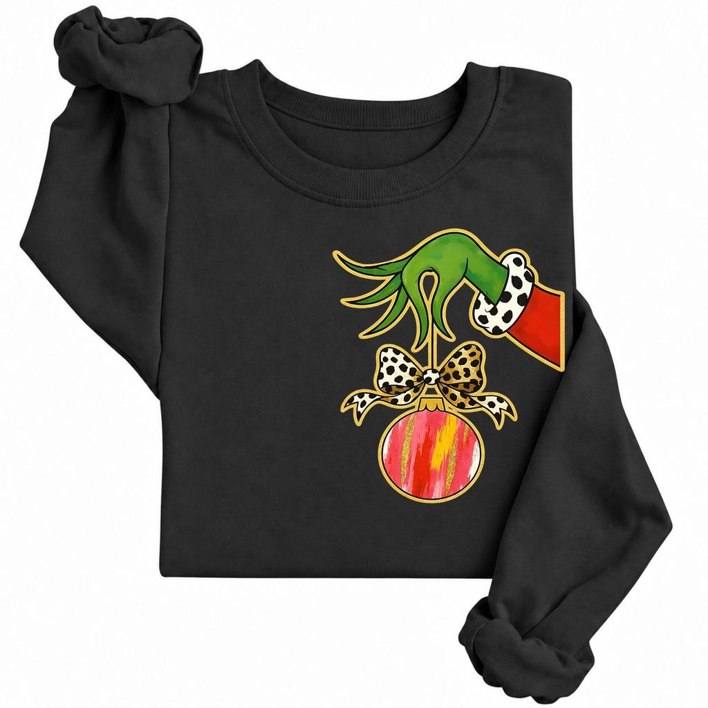 Damen Freizeit Langarm Bedruckter Rundhals Sweatshirt Pullover Top für Herbst und Winter