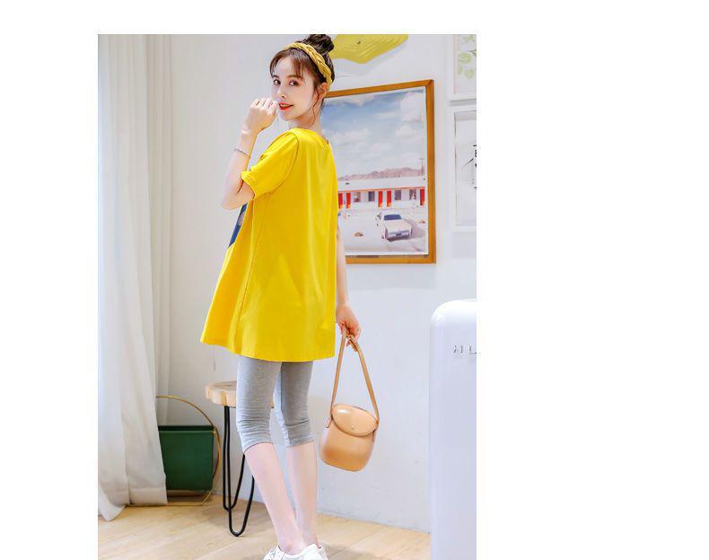 2024 Mid-length Korean Loose Maternity T-Shirt - Trendy Spring/Summer Short-Sleeved Tops
