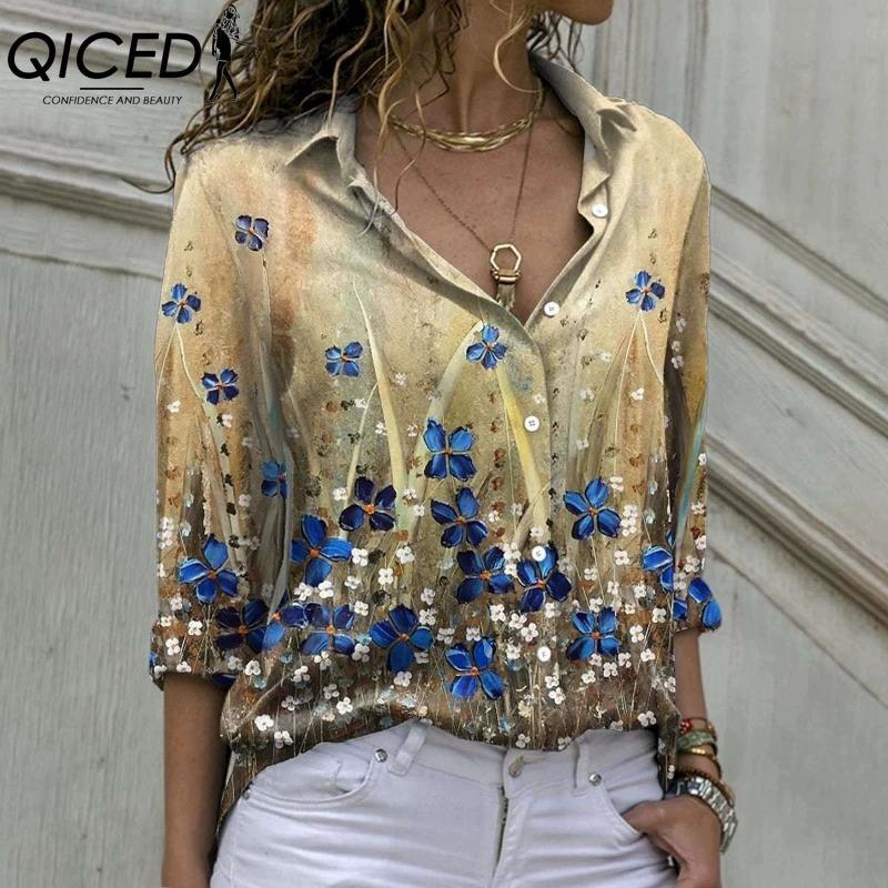 QICED 38 Color Women's Fashion Casual Long Sleeve POLO Neck Blouses & Shirts