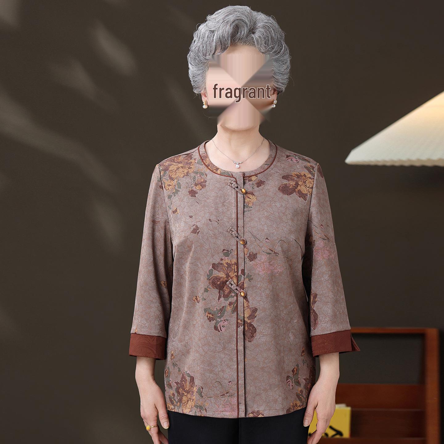 

Elderly Women s Summer Chinese-Style Top - Grandma s Fashionable Shirt L [Recommended under 100 lbs]