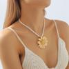 New European American Style Exaggerated Sunflower Necklace Earrings Flower Pendant Clavicle Chain For Women Trendy Jewelry
