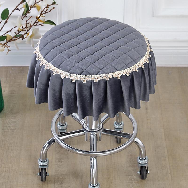 Eenvoudige en Zachte Schoonheidsstoelhoes met Verstelbare Ronde Stoelhoezen Draaibare Stoelhoes Universeel Rond Zitkussen D28-30cm stool use