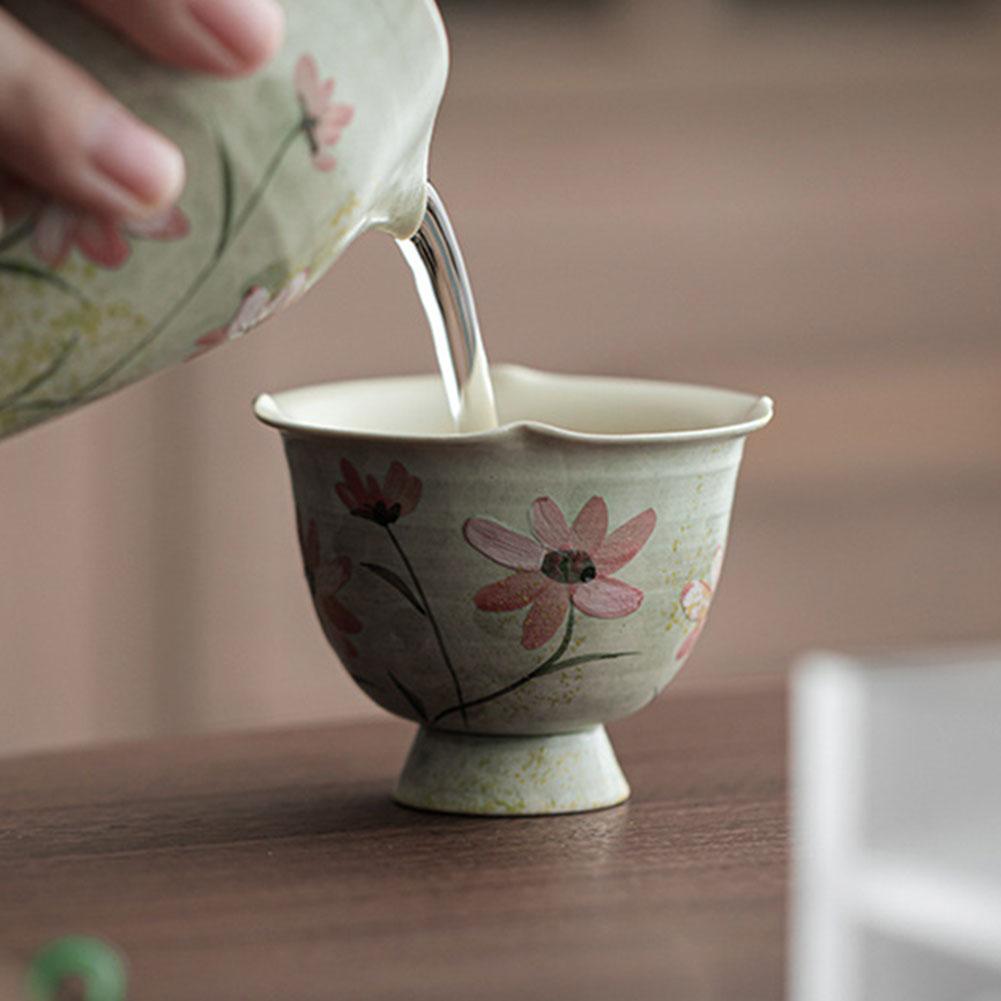 Retro Old Pottery Ceramic Teacup Vintage High Foot Teacup For Home Party