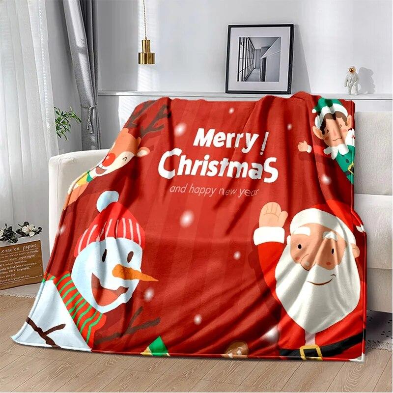 Desene animat Moș Crăciun Pom de Crăciun Fericit Cadou pentru copii Pătură moale de pluș, pătură de flanel Pătură pentru sufragerie dormitor canapea
