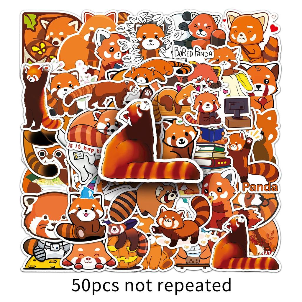 50 Red Panda Doodle Personality Cartoon Cute Animals Children Creative DIY Mobile Suitcase Stickers
