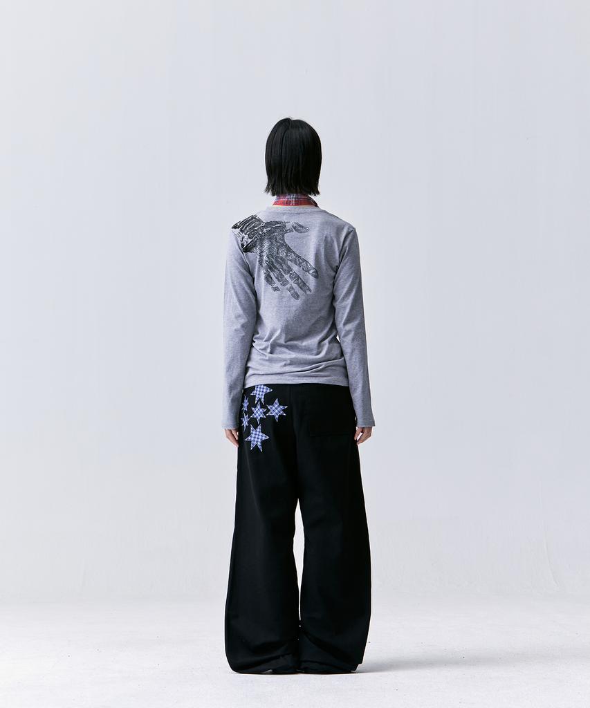 TANSANMAGNESIUM Hand Print Long Sleeve (Gray/Black)