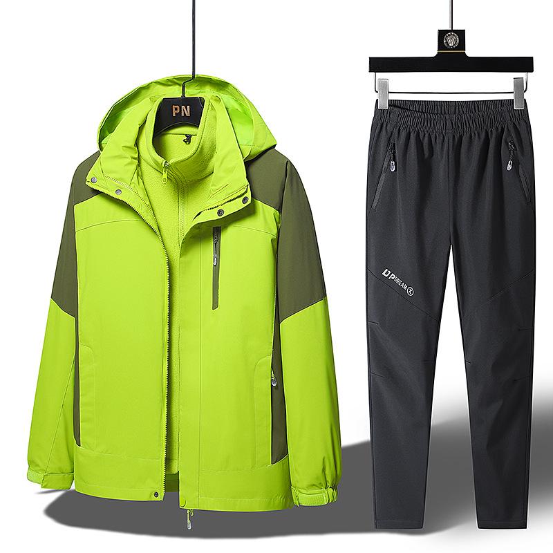 Three-in-One Winter Ski Suit Set: Windproof, Waterproof, Plus Velvet for Men, Women, and Children