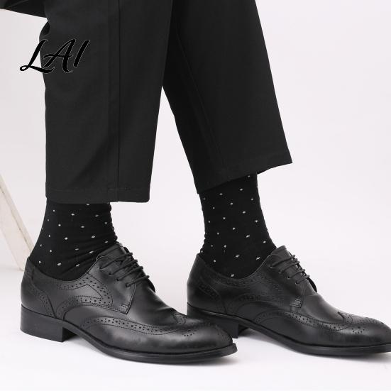 Soft Combed Cotton Footwear Men's Dress Socks Comfortable Crew Sock Solid Striped Plaid Dotted Breathable Business Socks Long Large for