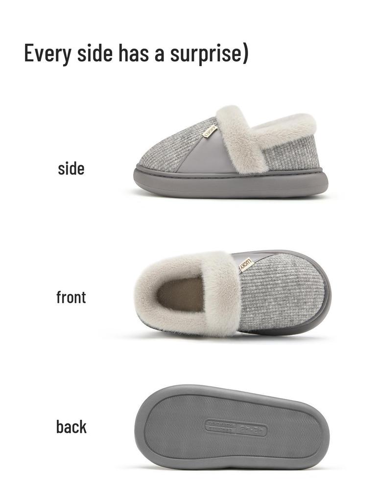 Thickened Cotton Winter Slippers: Non-slip, Wearable Warmth for Men & Women, Soft Sole, Fur-lined, Home & Outdoor Use