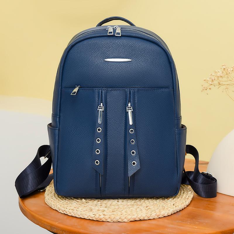 Jednobarevný dámský cestovní batoh na zip s velkou kapacitou