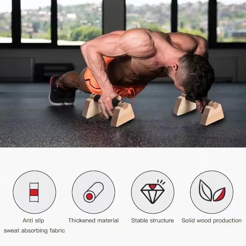 1 pár dřevěných push-up stojek, pár pro domácí cvičení, paralety, odolný stojan na kliky, cvičební pomůcka pro ruce
