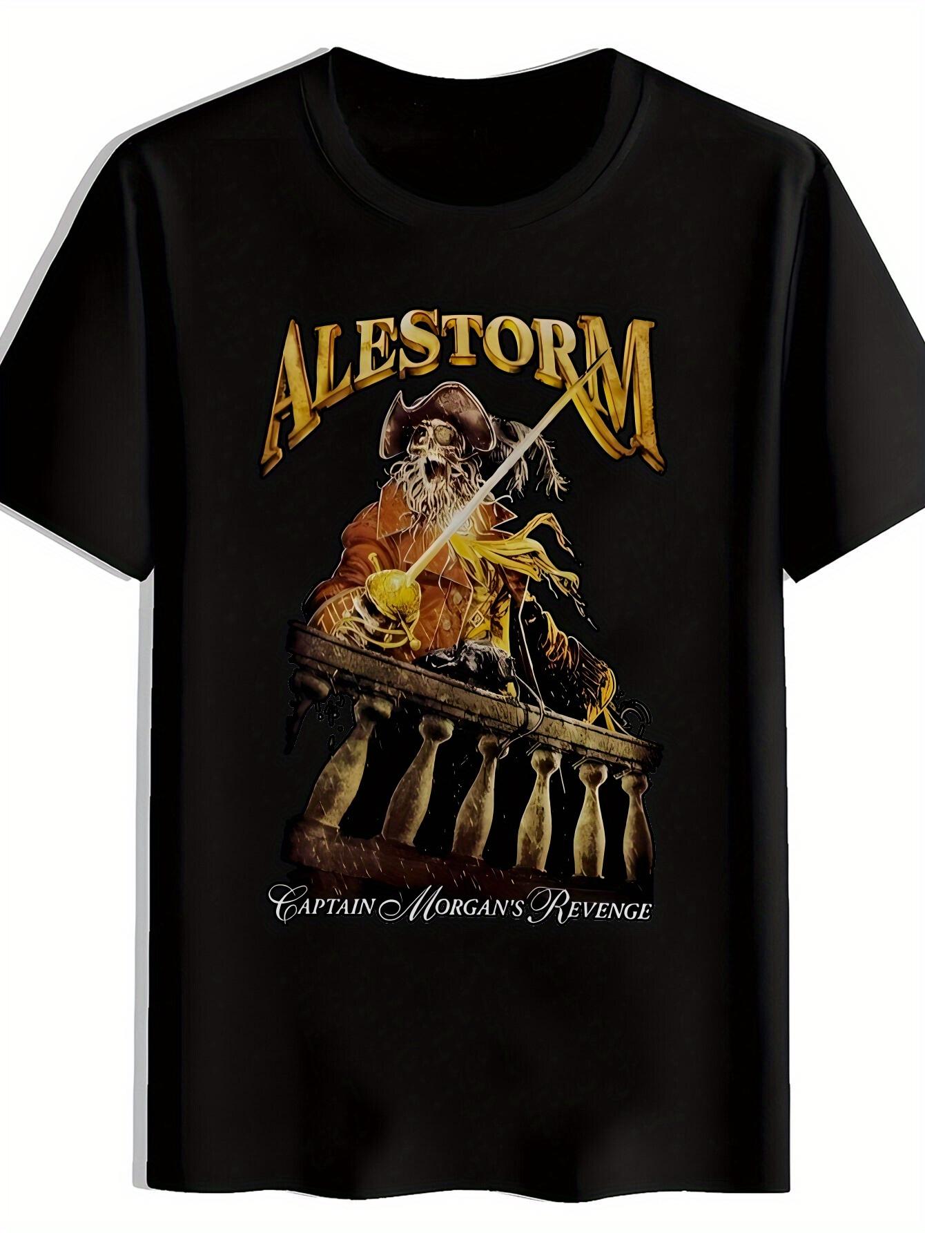 Black ALESTORM  Captain Morgan S Revenge  Graphic T-shirt - Casual Crew Neck L