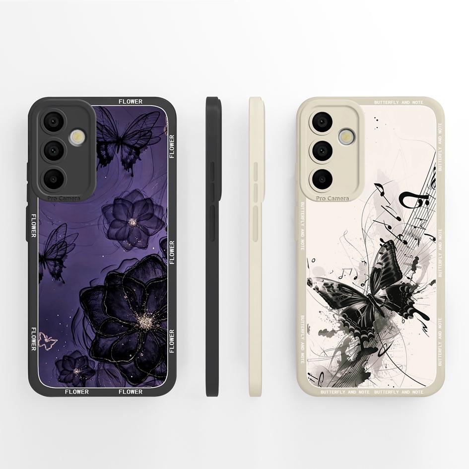 Phone Case For Samsung A15 A16 A26 A36 A56 M15 Fashion Aesthetic Butterfly Lightweight Soft Screen Protector Liquid Silicone Couples Cover For Samsung