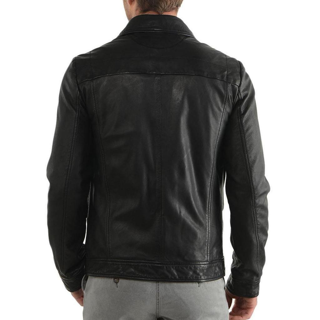 SKINOUTFIT Men's Genuine Lambskin Black Leather Jacket Stylish Motorcycle Bomber Biker Outerwear MJ 200