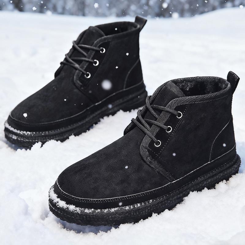 Winter Men's Short Boots Warm Stylish Casual Outdoor Ski-Ready Fleece-Lined Insulated Cotton Shoes Men's Short Boots Versatile