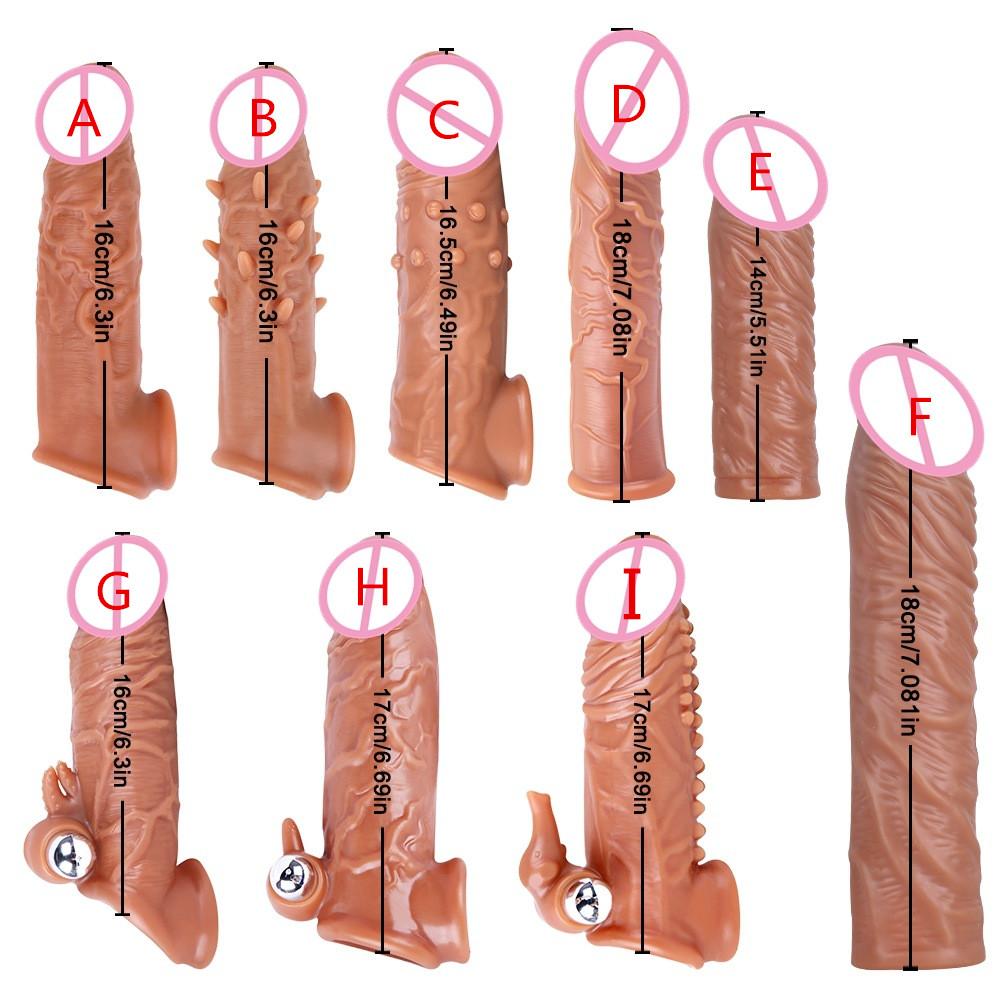 Realistic Penis Extender Cock Sleeve Reusable Condom Silicone Penis Delay Ejaculation Dick Enlargement Extension Man Sex Toys 18