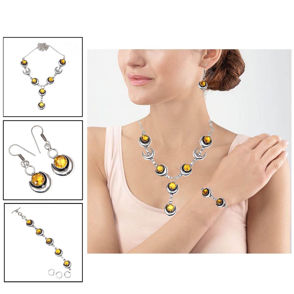 Citrine Quartz Gemstone Handmade Ethnic Jewelry Necklace Set 18-20''