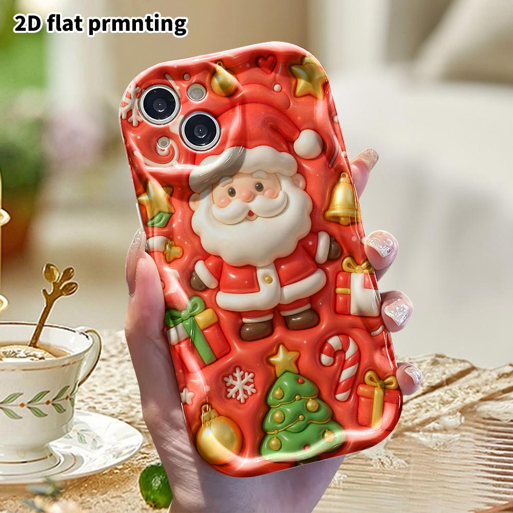 Phone Case: 2D Flat Design, Suitable for iPhone 18 17 16 15 14 13 Pro Protective Case, Santa Claus, Christmas and Halloween, Perfect Holiday Gift
