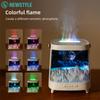 New Flame Aromatherapy Diffuser with Colourful Aurora Effect 200ml Remote Quite Fine Mist Air Humidifier for Table Decor Gifts