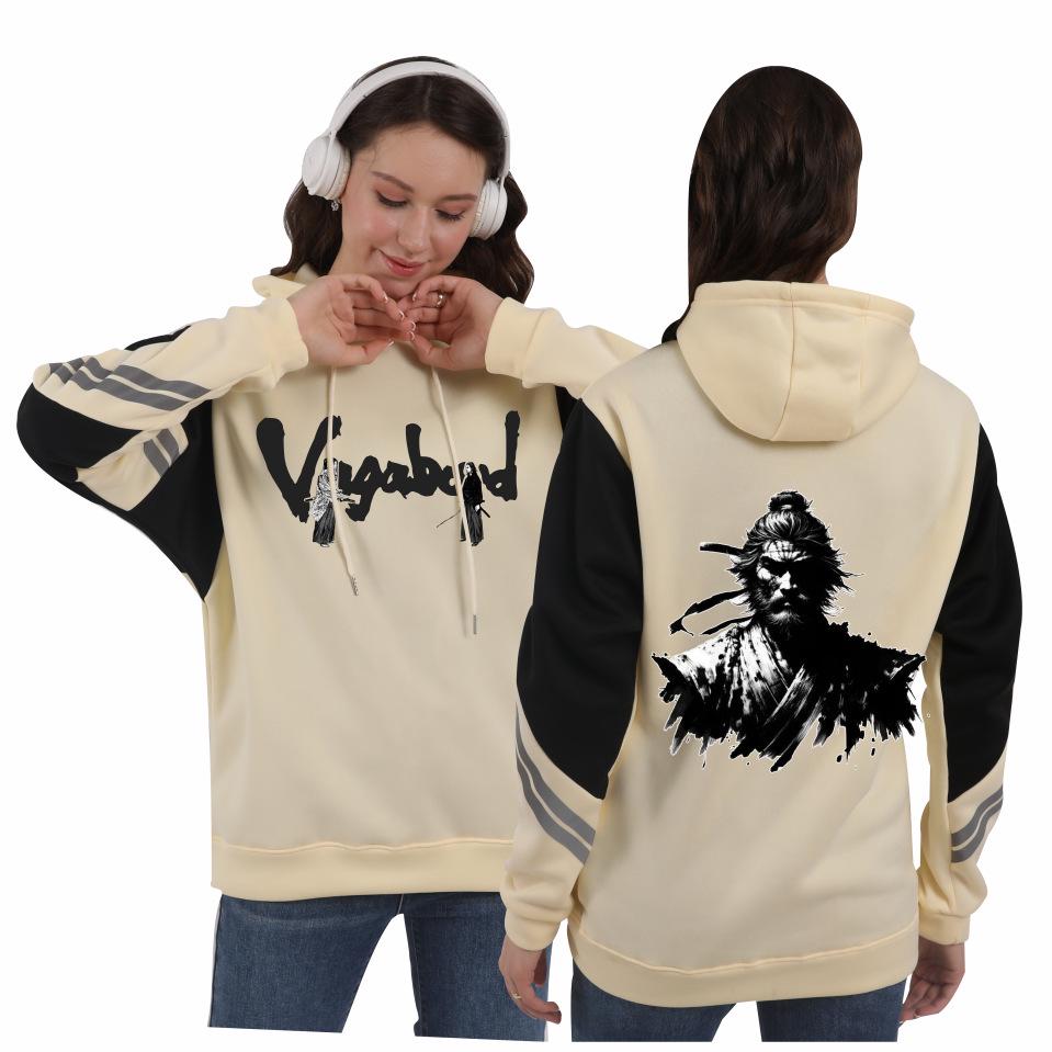 Vagabond Miyamoto Musashi Unisex Patchwork Fleece Hoodie for Autumn/Winter