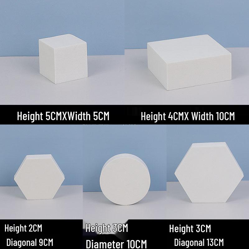White Foam Geometric Cube Photo Props with Background Board and Small Ornaments