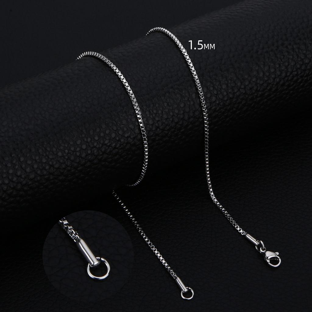 HIYEE 1.5 To 3 MM Thick Stainless Steel Box Chain Necklaces For Men And Women Jewelry Link Chokers With 18 To 24 Inches