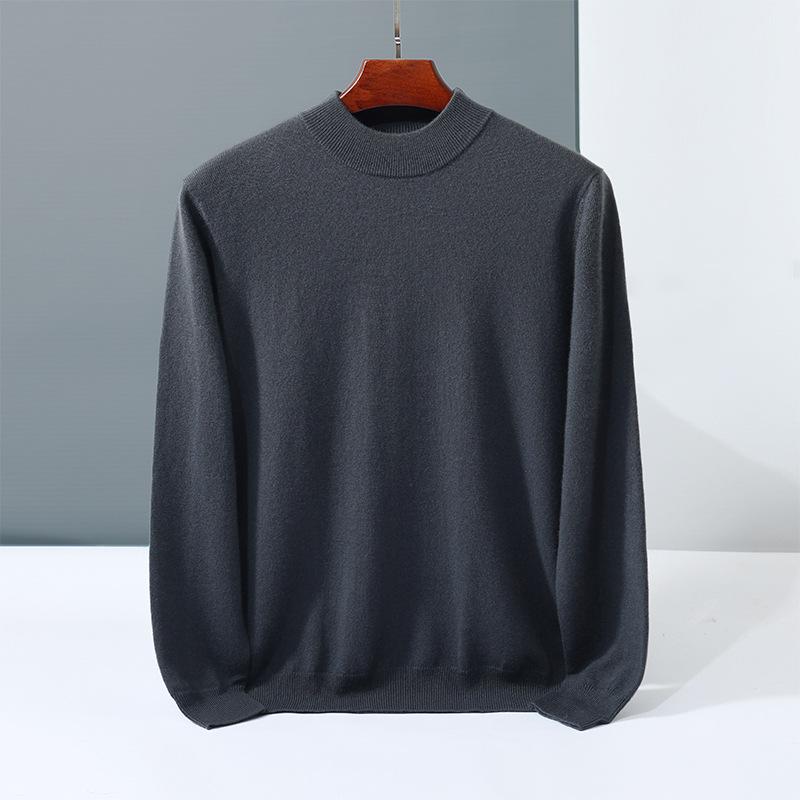 Cashmere shirt men's semi-turtleneck medium and thick pullover sweater youth warm solid color knitting