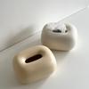 Nordic Cream Ceramic Tissue Box Holder Creative Home Decor for Living Room Bedroom Desktop Silver
