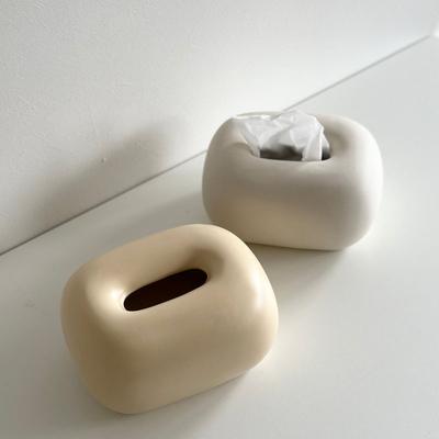 Nordic Cream Ceramic Tissue Box Holder Creative Home Decor for Living Room Bedroom Desktop Silver