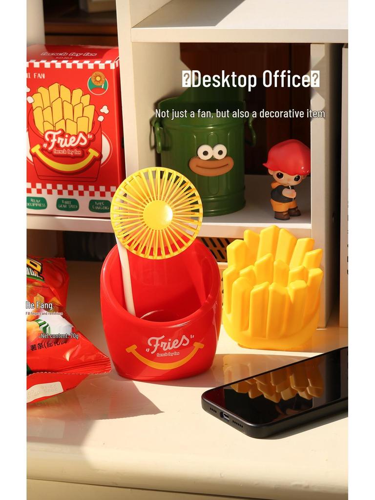 USB Charger Hamburger & Fries Desktop Fan - Cute & Fun Student Desk Ornament