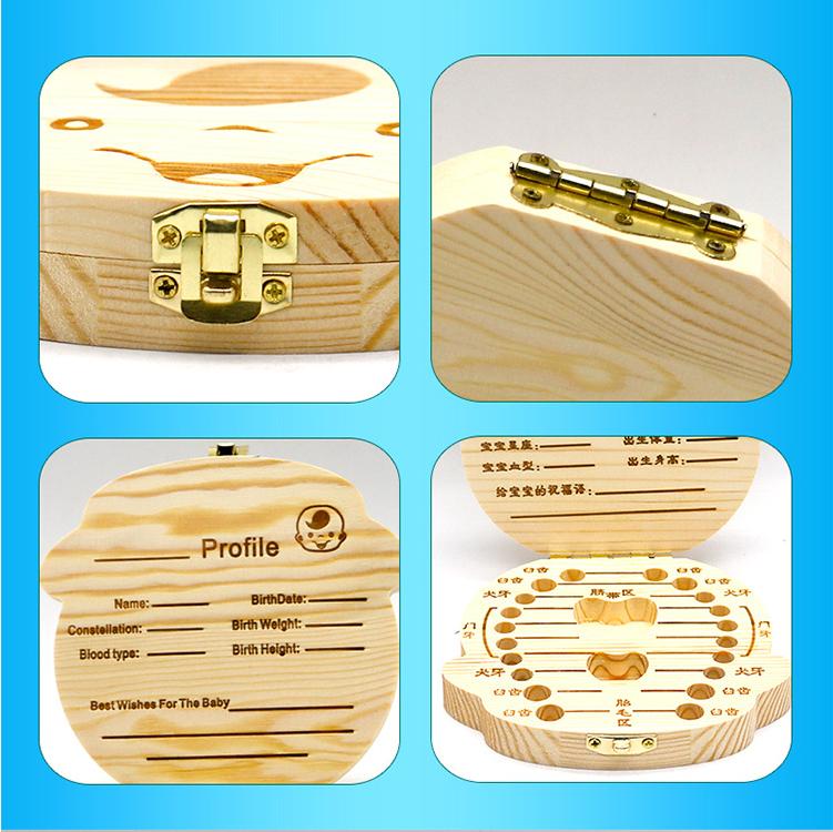 Wooden Children's Dental Deciduous Tooth Collector Organizer Container Kids Milk Teeth Save Gift Odontologia Storage Box