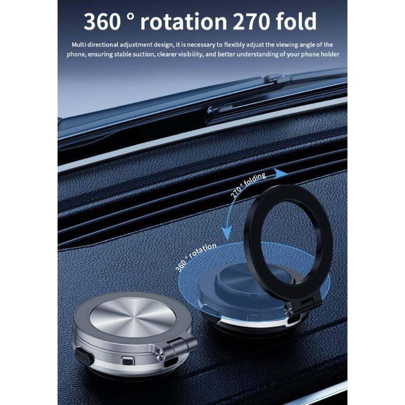Vehicle Phone Mobile Mount Stand Magnetic Suction with Vacuum Attachment 360 Degree Rotation for Safe Driving Experience