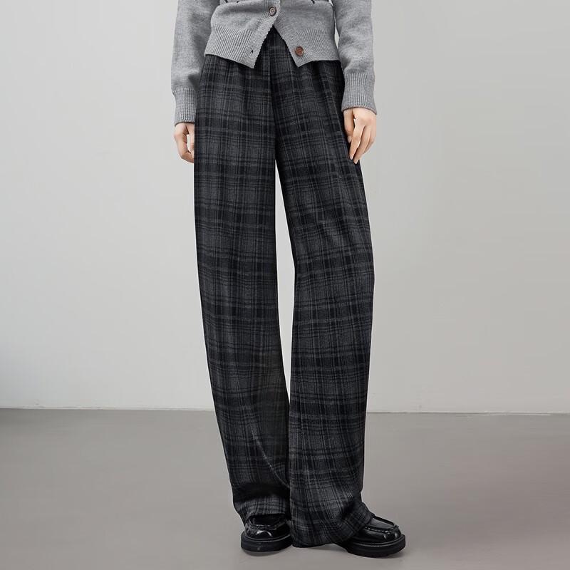 Women's 2025 Autumn Retro Plaid Wide-Leg Casual Pants