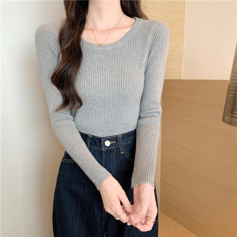 1116 New Slim-fitting Low-necked Sweater Women's Bottoming Sweater Autumn and Winter Long-sleeved Knitted Sweater