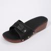 Women Platform Slippers 2025 Summer New Women Slip On Adjustable Belt Buckle Rivet Wedge Heel Sandals Female Casual Beach Shoes