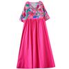Dimanaf 2025 Women Plus Size Summer Dress Basic Vintage Long Floral Pleated Dress Loose Casual Printing Maxi