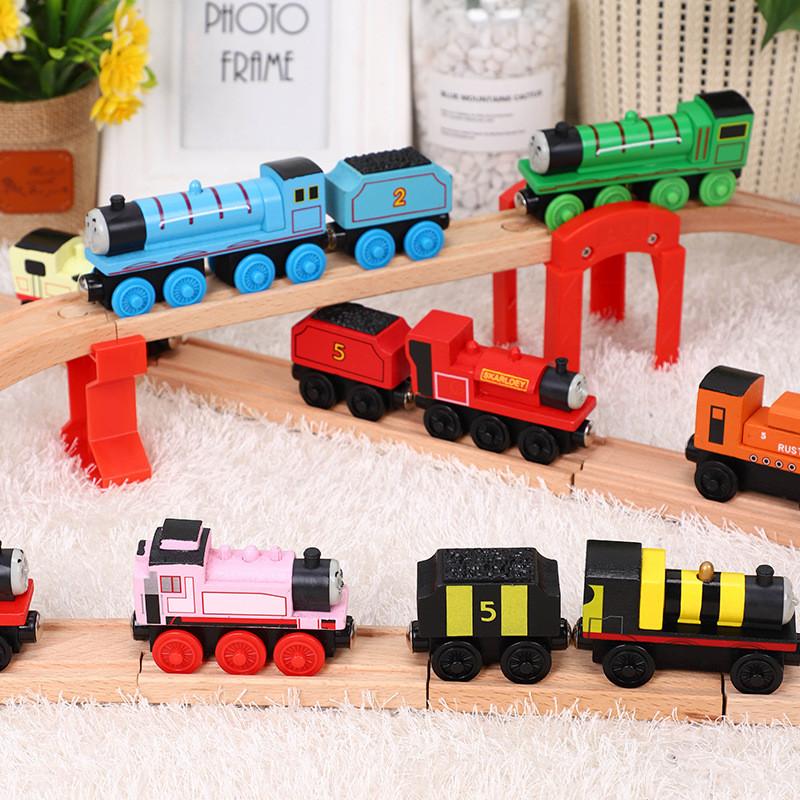 Colorful Wooden Magnetic Train Set For Kids With Interactive Push-pull Features