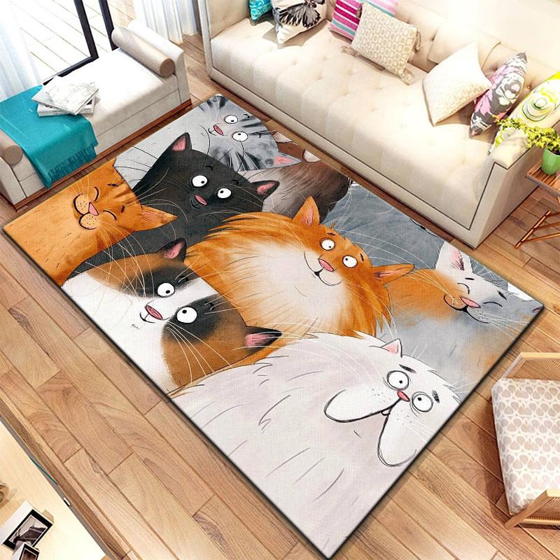 Teppich mit Cartoon-Spleißtieren, groß, Teppich für Wohnzimmer, Schlafzimmer, Sofa, Dekoration, Fußmatte, Küche, rutschfeste Bodenmatte, Picknick