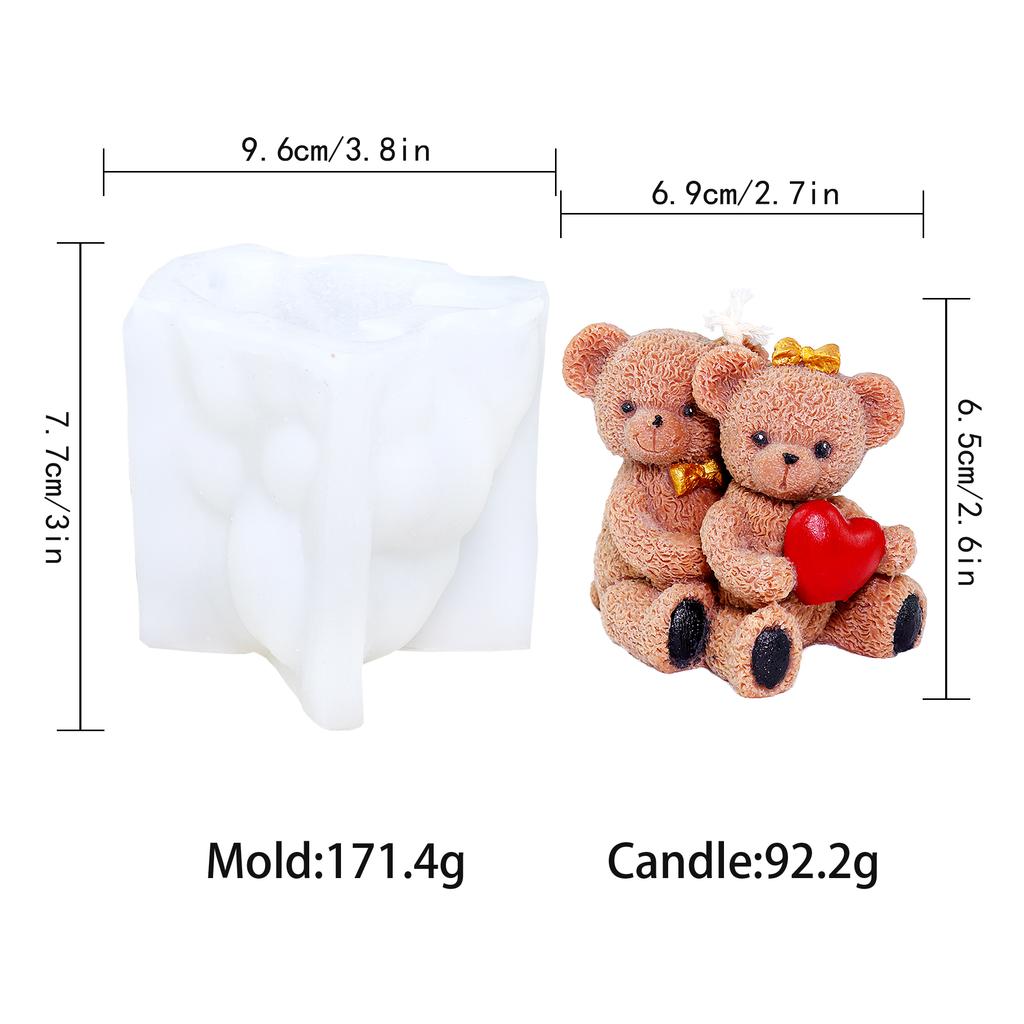 3D medvídek silikonová forma na svíčky zvířátka roztomilý pár medvídků forma na epoxidovou pryskyřici domácí dekorace nástroje na výrobu mýdla romantický svatební dar