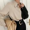 Elegantní halenka šifonová košile na knoflíky dámská černá kontrastní dlouhý rukáv vintage top luxusní kardigan 90. léta dámské oblečení