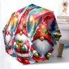 1pc Sturdy 8-Bone Auto Umbrella, Christmas Gnome Umbrella, Digital Printed, Foldable Umbrella for On-the-Go Outdoor Use