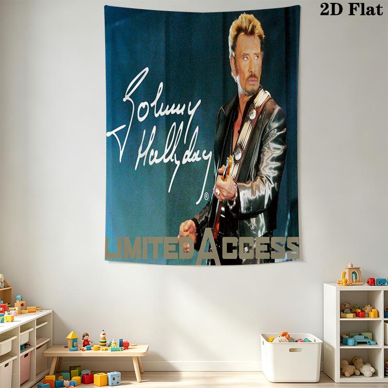 Johnny Hallyday Live Concert Poster Tapestry Fashion Print Background Cloth Background Wall Hanging Cloth Background Cloth Work Of Art