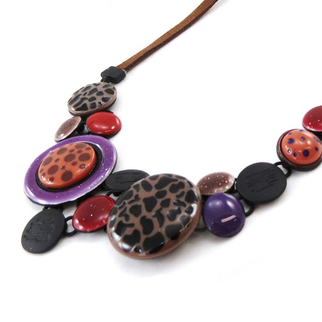 NOA [J2169] - Collier Créateur 'Safari' marron violet