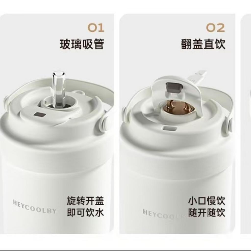 Ceramic Tumbler with Straw, Vacuum Insulated, Spill-Proof Design, Keeps Drinks Hot or Cold, Portable, 500ml (Rich Brown)