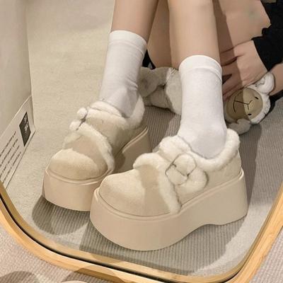 New Retro, Fleece and Thick-soled Cotton Shoes for Women