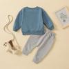 Toddler Letter Print Round Neck Top & Solid Color Long Pants Two-Piece Set, Multi-Color.