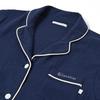 Six Rolls Short Sleeve Piping Double Gauze Pajama Solid Loungewear Women's Set, Color, 100% Cotton, (Small, Navy)