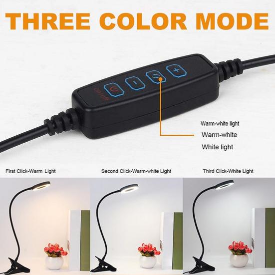 Reading Light Eye Protection Energy Saving USB Powered Clip on LED Desk Lamp Selfie Fill Light for Bed Headboard