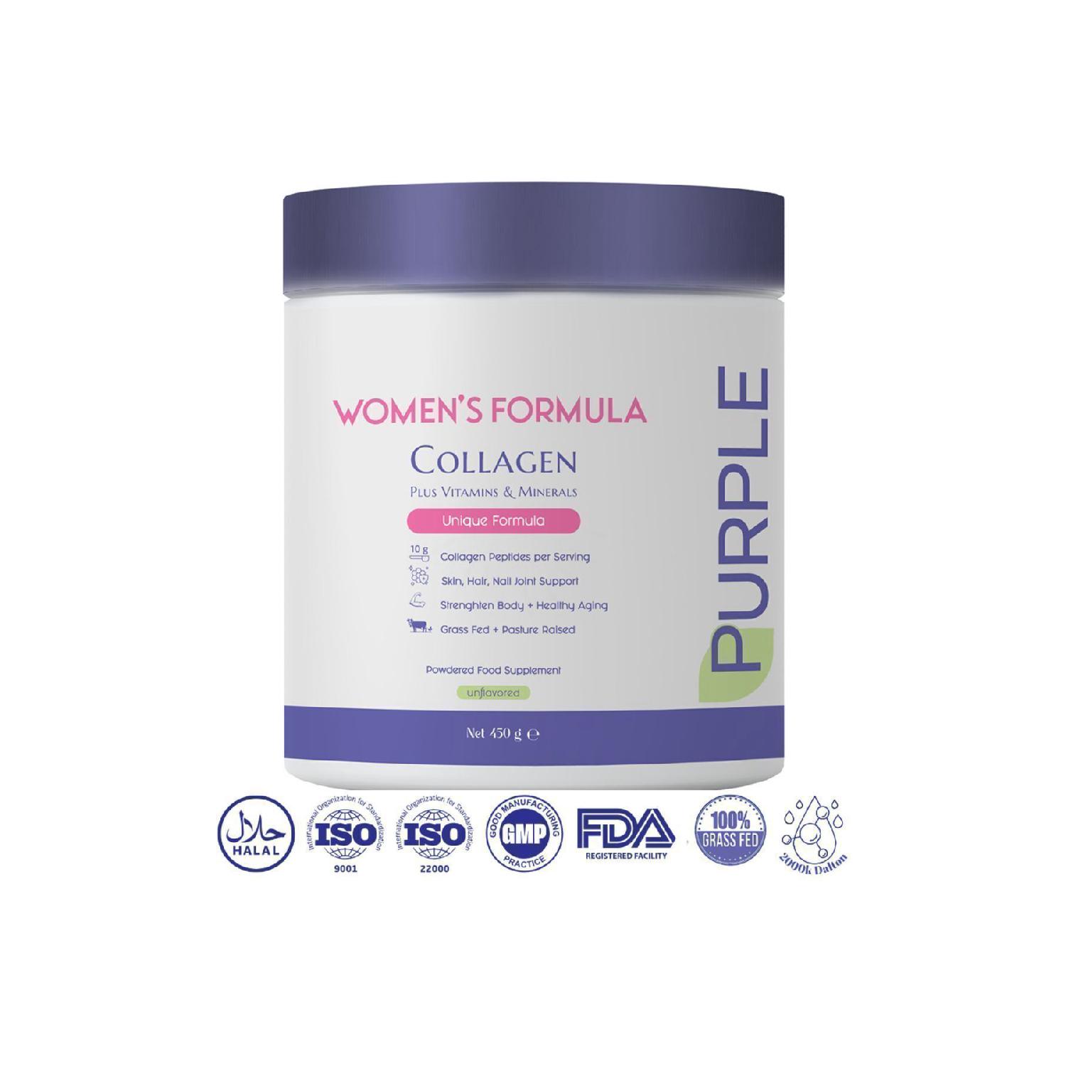

Purple Women s Formula Collagen Unique Formula With Vitamins And Minerals.